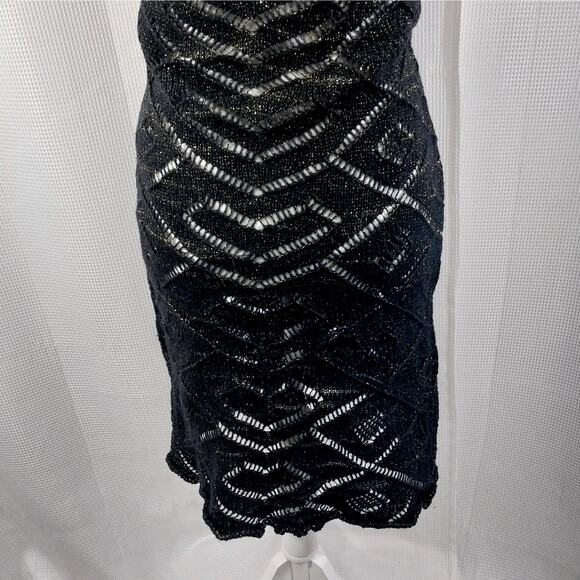 NWT@$225! RODIER! WOOL+! BLACK & GOLD METALLIC KNIT, SHEET SWEATER DRESS! SZ 8 - Picture 7 of 13
